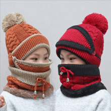 Winter Fashion Unisex Warm Knitted Hat Scarf With Masking 3 Set For Children
